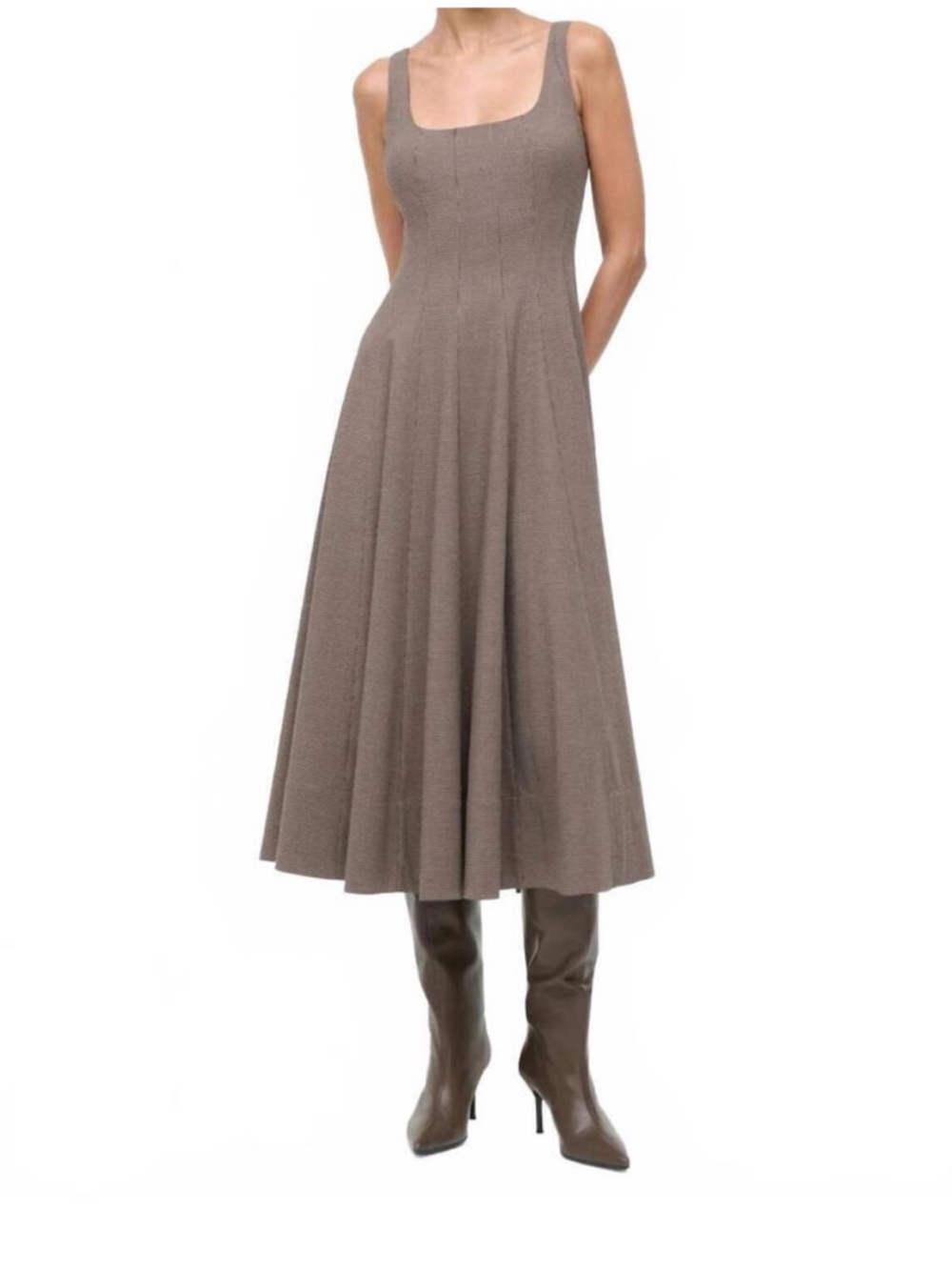 STAUD Wells Dress in Houndstooth